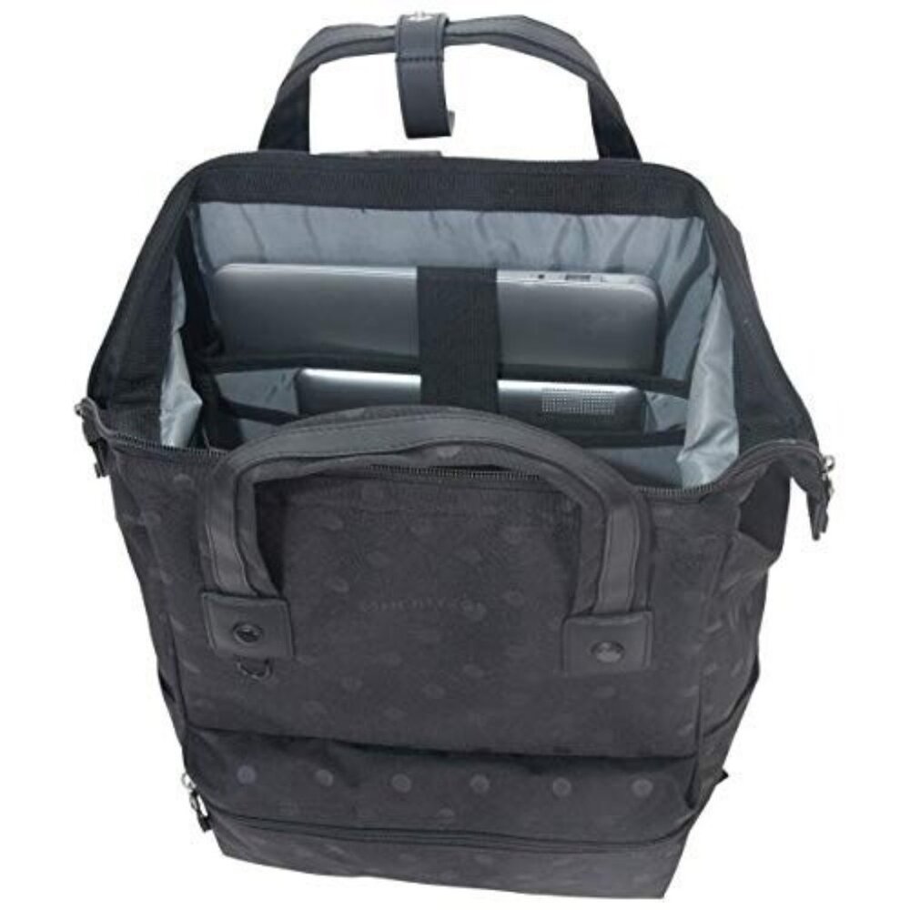 Heritage Travelware Polka Dot 15" Laptop Backpack Black Multi Compartments NWT - Picture 7 of 9